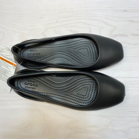 Crocs Sloane Black Ballet Flat Slip On Shoes Womens Size 5 Square Toe - Picture 9 of 9
